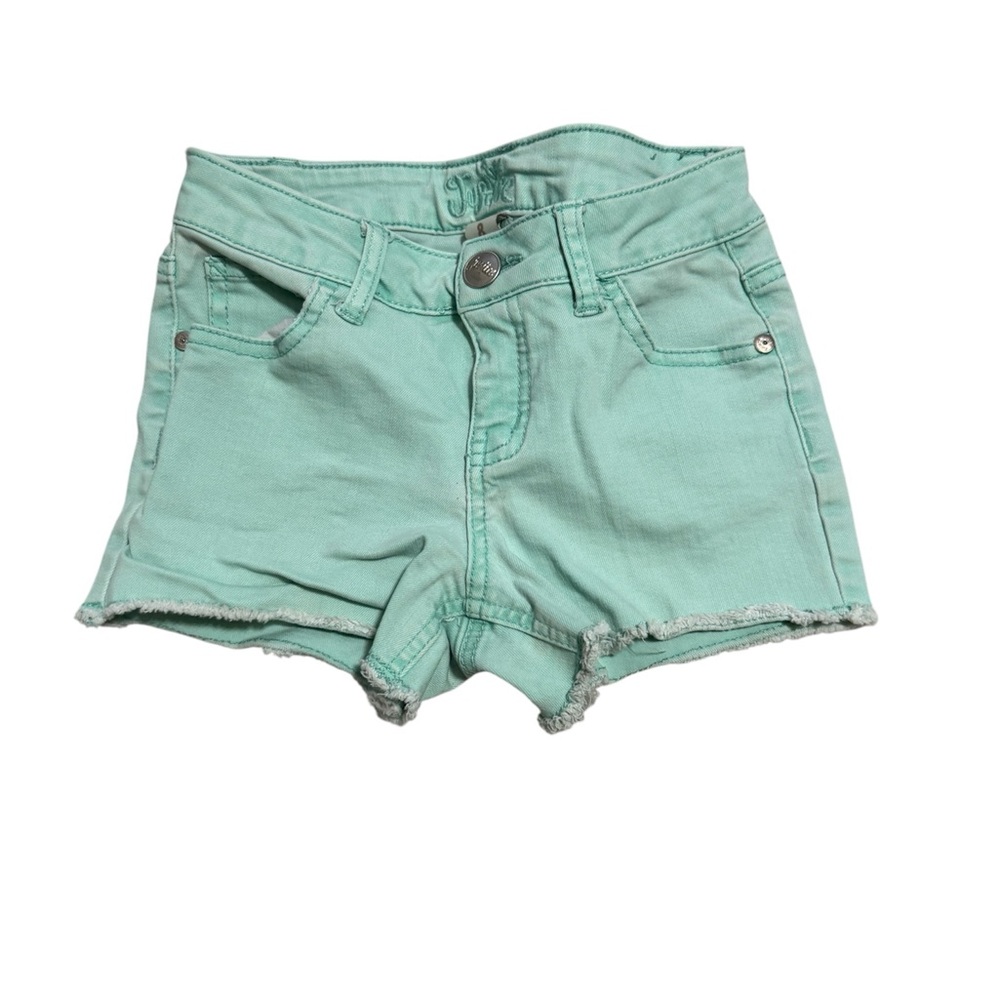 Justice Green Jean Shorts Cuffed Hem Washed Denim Girls Size 8